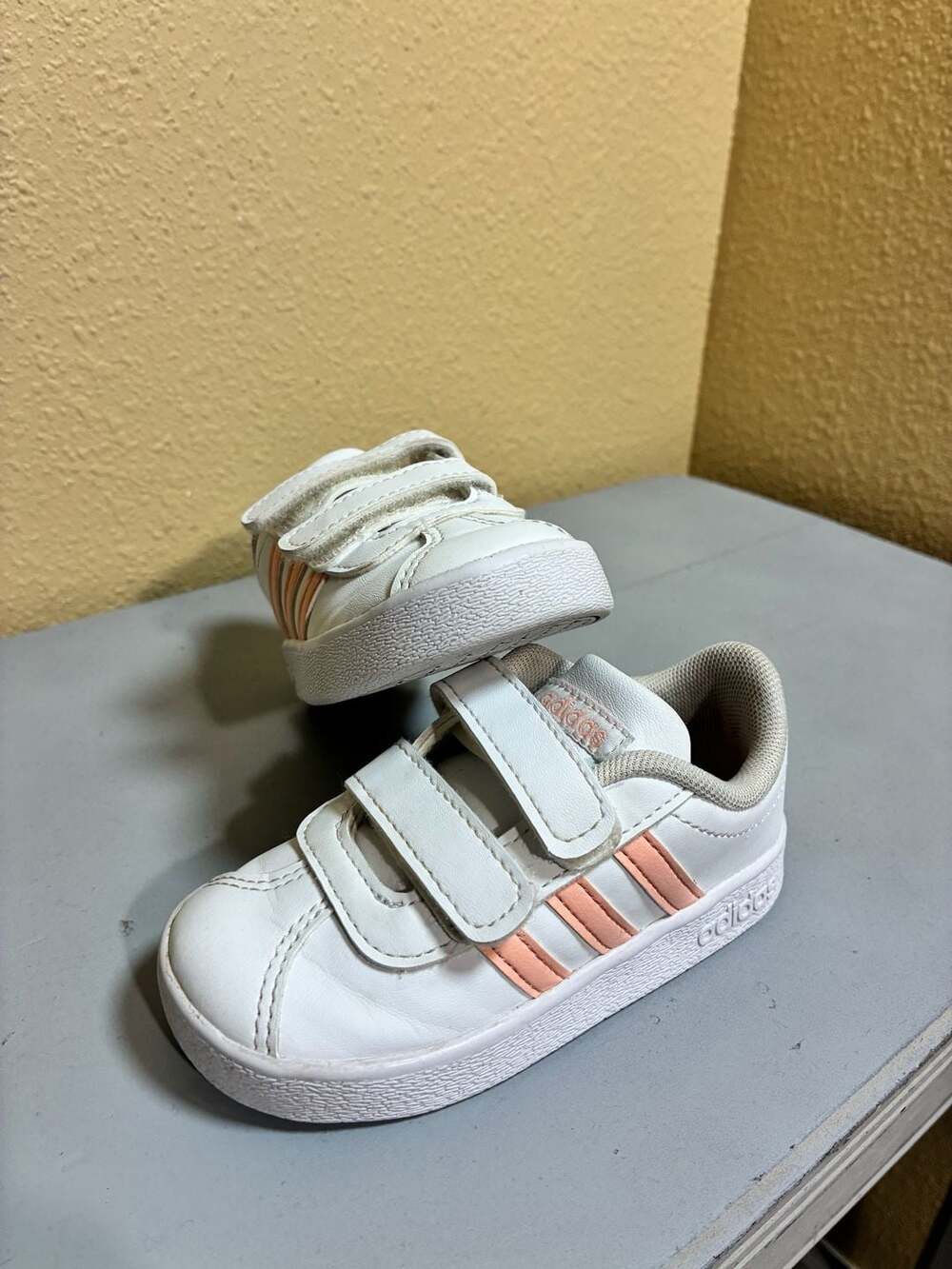 Adidas VL Court 2.0 CMF White Clear Pink Infant Toddler Shoes Sneakers Size 6K